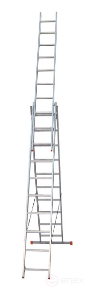 Aluminum 3-section universal staircase with 18 steps. (3x18) Pros