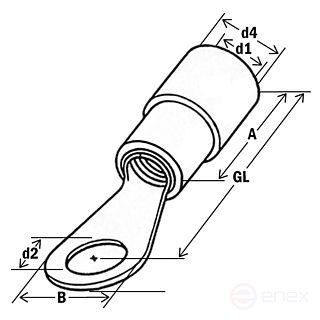 Cable tip with ring, insulated 150 M12