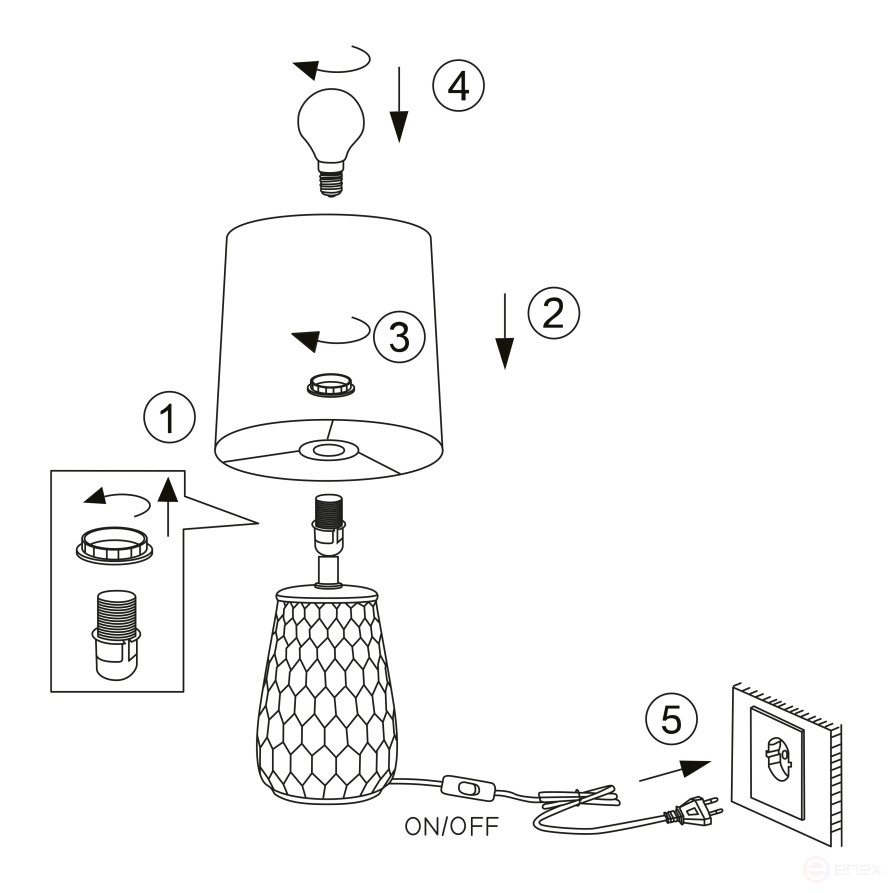 Rivoli Bertha 7071-502 Table Lamp 1 * E14 40W ceramic White