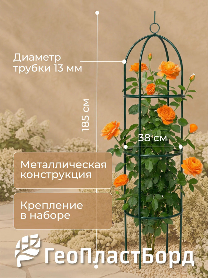 Geoplastboard support for roses, collapsible, height 185cm, metal