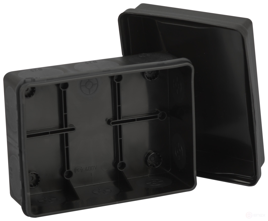 Soldering box ERA KOR-150-110-70- 11g-2MP-B two-component HF UV resistant 150x110x70mm Black Direct mounting IP67