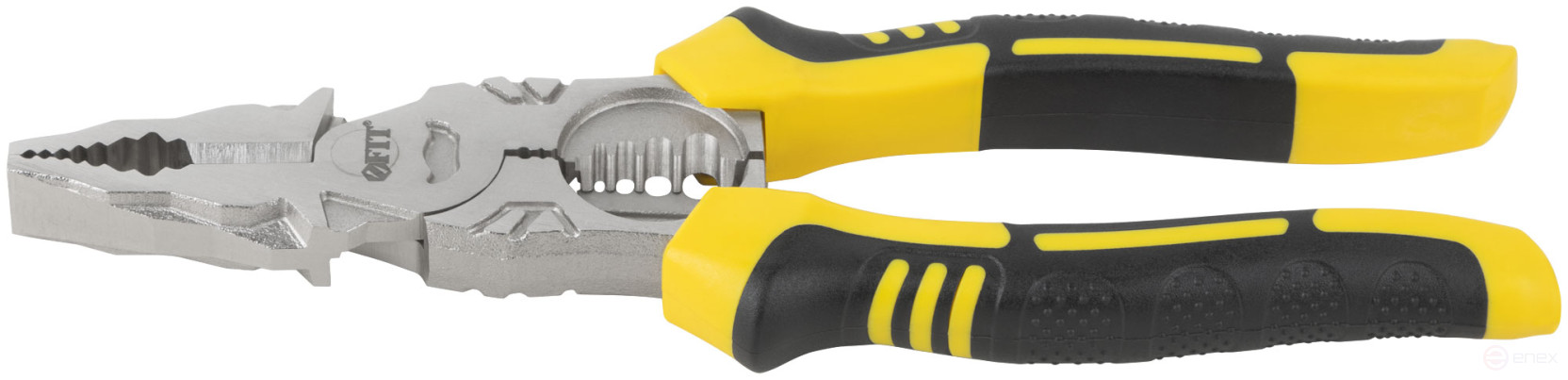Плоскогубцы комбинированные многофункциональные, эксцентриковый шарнир, прорезинен. ручки, Профи 200 мм