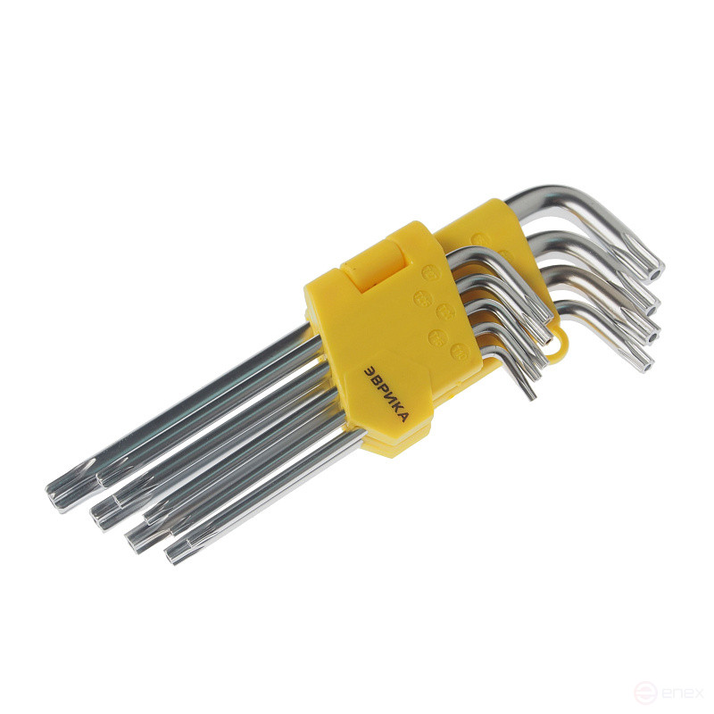 Набор ключей TORX ER-15109LT: Г-образных удлиненных T10-T50 9пр. ЭВРИКА /1/12/60