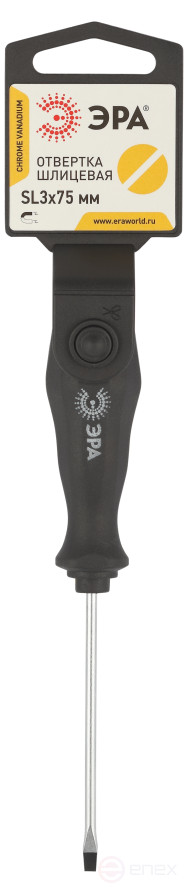 75SL3 Отвертка ЭРА SL 3х75 мм шлицевая двухкомпонентная рукоятка