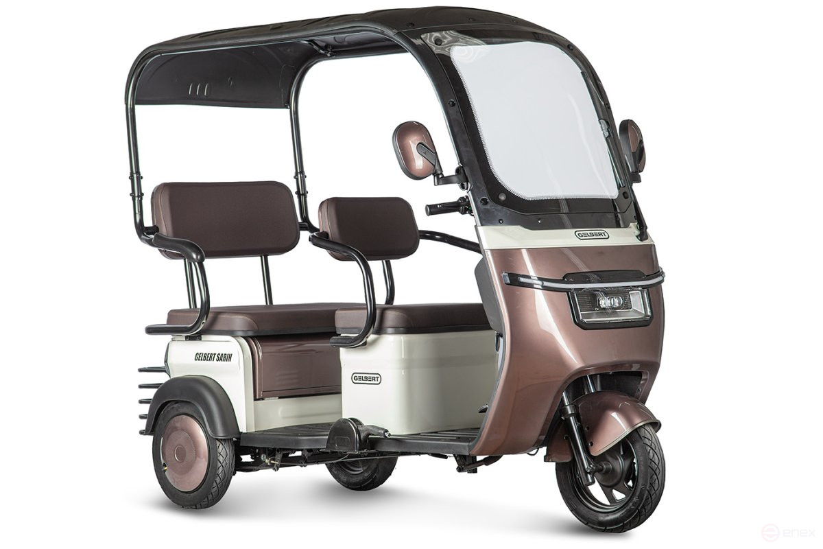 Electric tricycle Rutrike Gelbert Sarin 48V/60V 1000W, brown and white