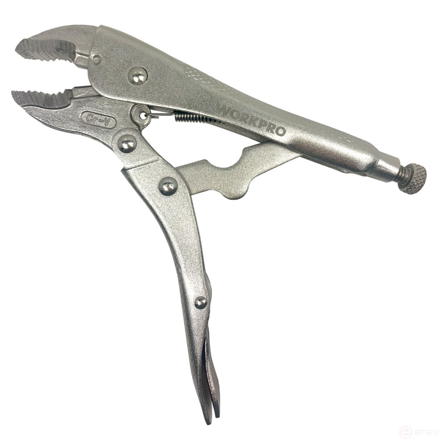 Locking pliers with curved clips 180mm CR-V prof WP231058 WORKPRO