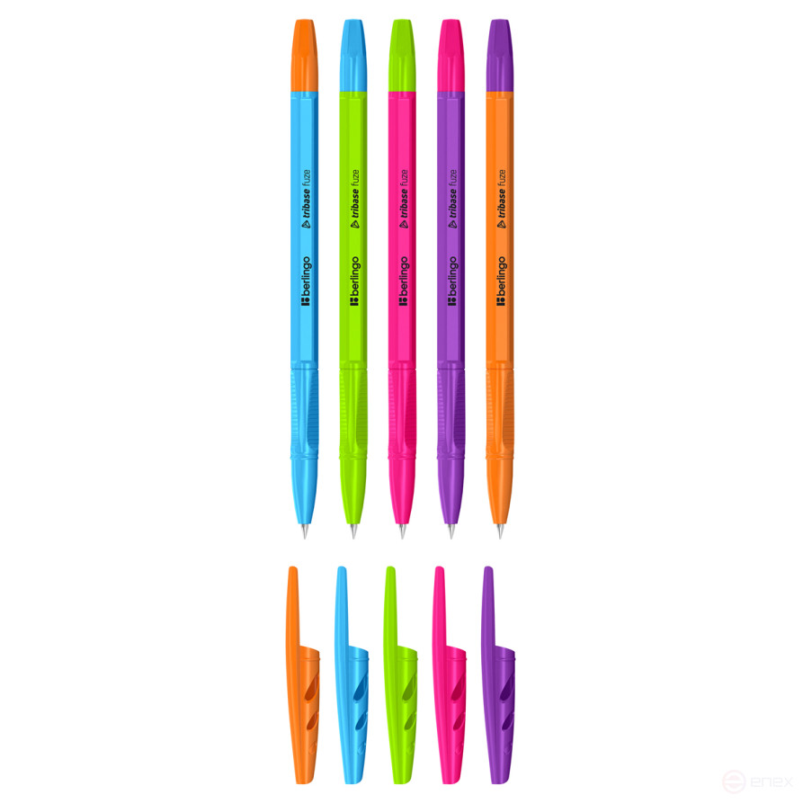 Ручка шариковая Berlingo "Tribase Fuze" синяя, 0,7 мм, 5 шт., пакет с европодвесом