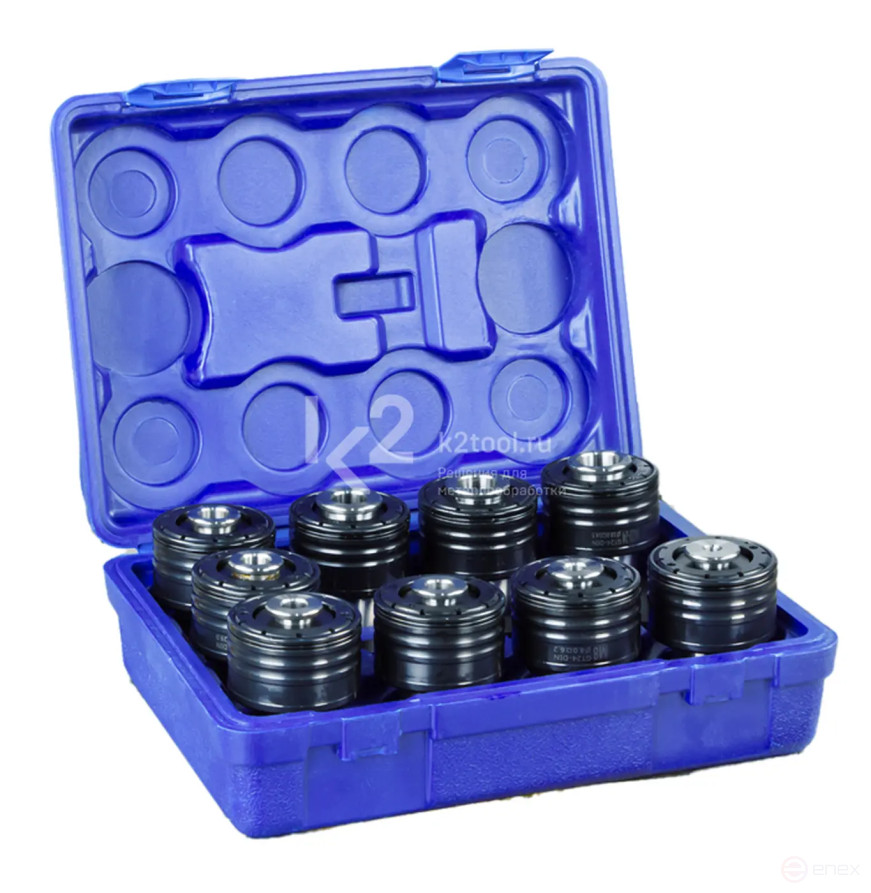 A set of threading heads for manipulators ETM-24/PTM-24, GTM24, DIN, M6-M24, 9 pcs.