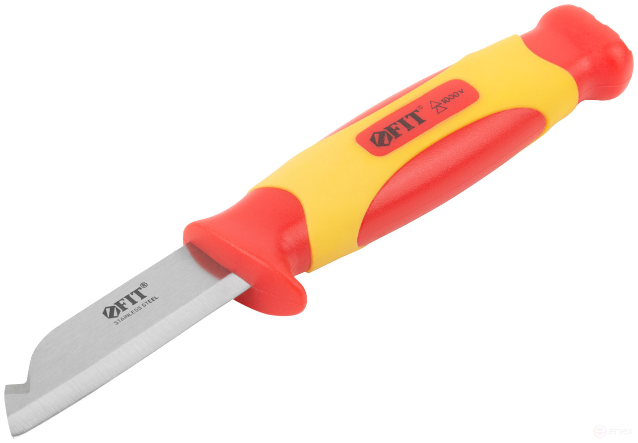 Нож изолированный 1000 В, нерж.сталь, 190 мм, лезвие 68 мм, прорезин.ручка
