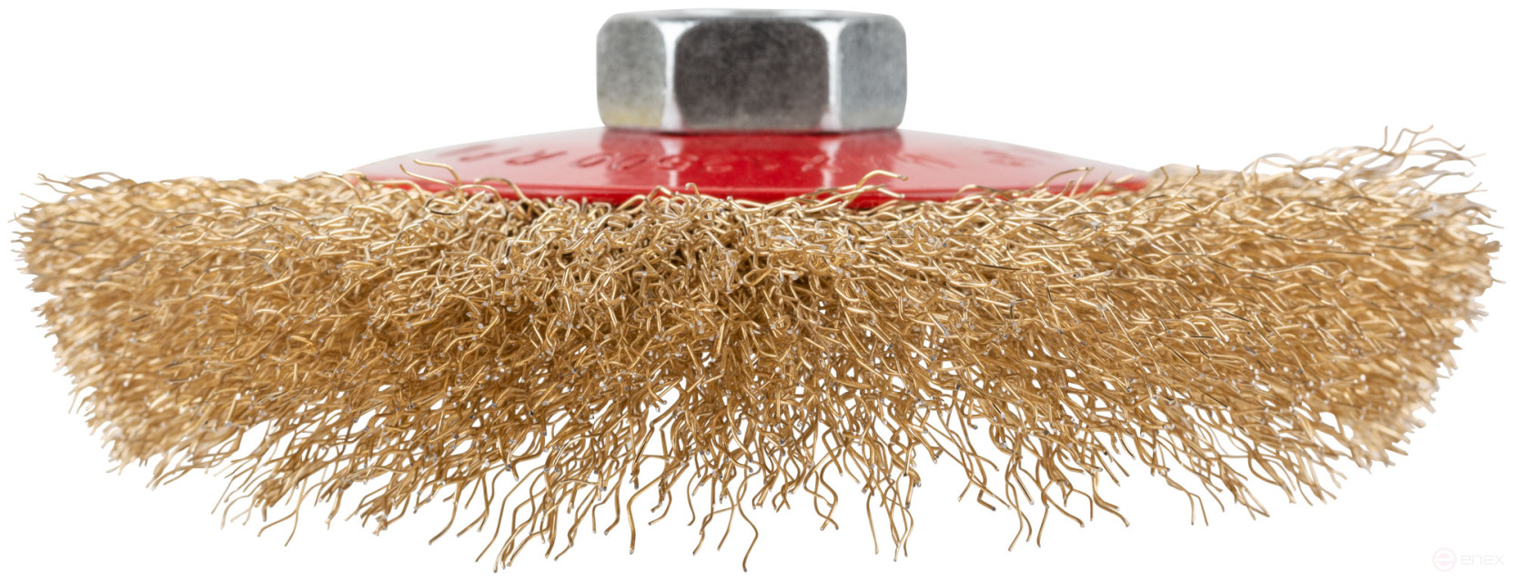 Корщетка-колесо с наклоном, гайка М14, стальная латунированная волнистая проволока 115 мм, блистер