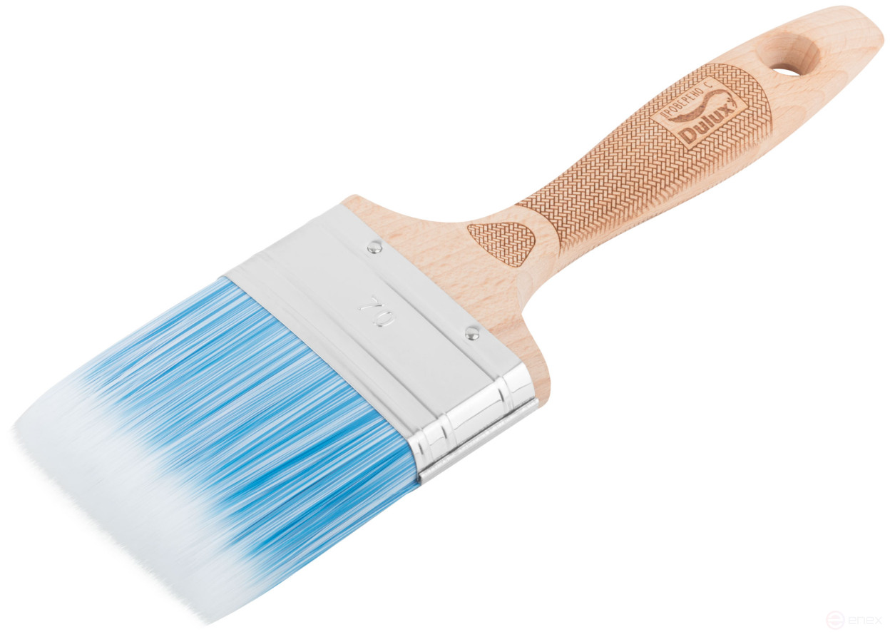 The brush is fluted, thick. 18 mm, PBT bristles, stainless steel crimp., beech handle, width 70 mm