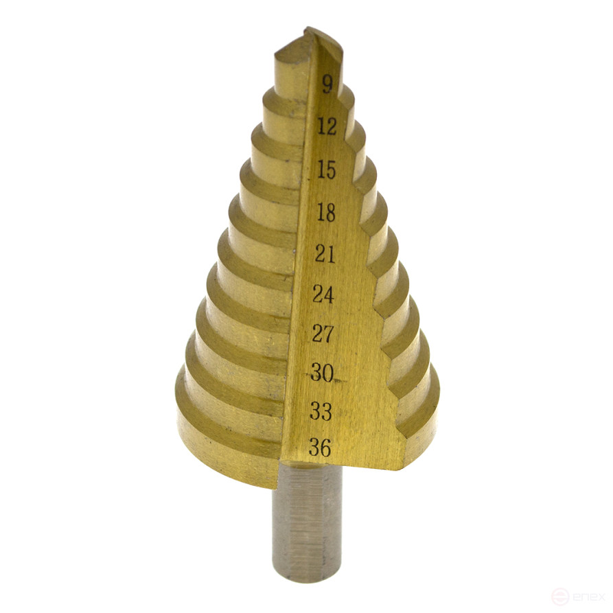 Сверло ступенчатое 9-36мм, HSS, шаг 3мм, ЧЕГЛОК (20/60)