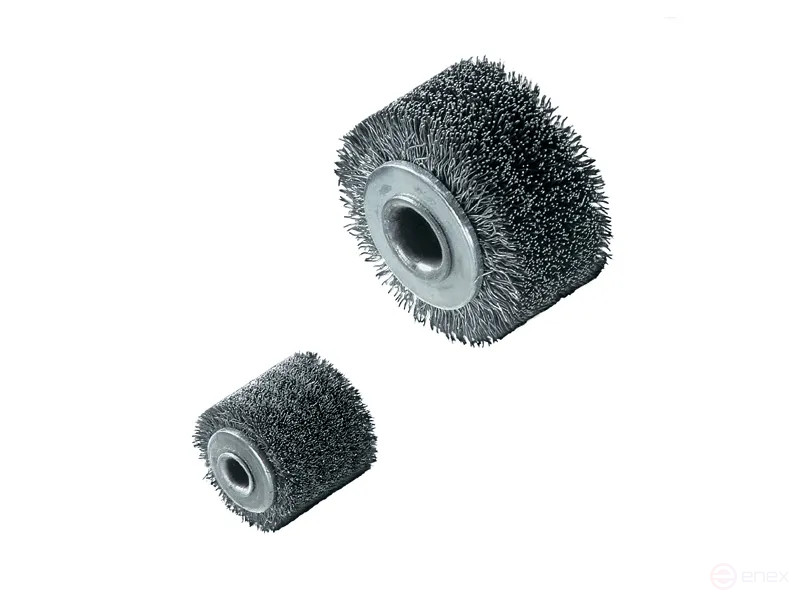 Щетка цилиндрическая гофрированная, для снятия изоляции, Д30 мм, ширина 20 мм, стальная гофрированная проволока STA 0,20 мм, посадочное отверстие 6 мм