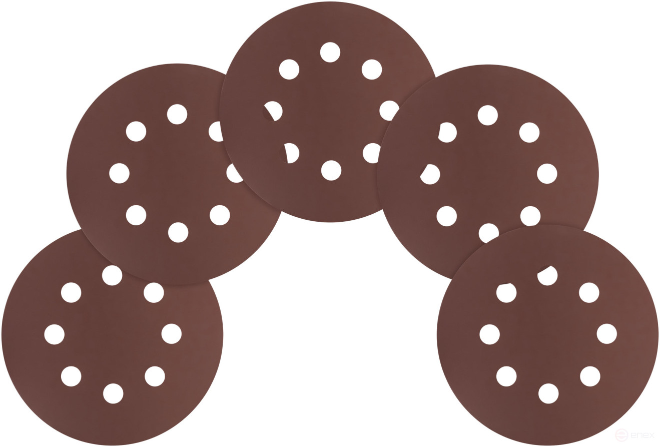 Круги шлифовальные с отверстиями (липучка), алюминий-оксидные, 125 мм, 5 шт. Р 1500