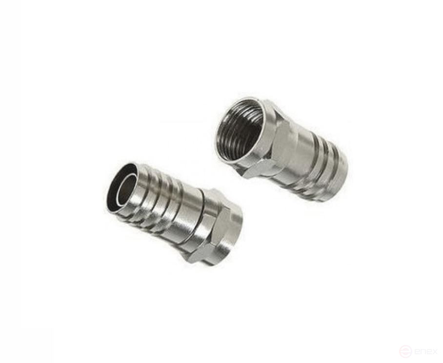 Разъем штекер F на кабель RG-6, SAT-50, SAT-703 под обжим RIPO Standart латунь, никель(упк.10шт.)