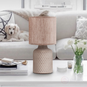 D7043-501 Настольная лампа Rivoli Sabrina D7043-501 1 * Е14 40 Вт керамика коричневая с абажуром