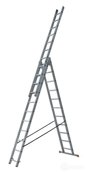 The ladder is aluminum 3-section universal 6 steps. (3x6) Master
