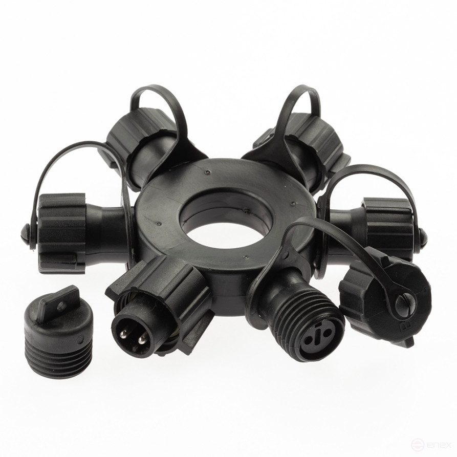 ERA ERAPS-OR Splitter for IP65 Garlands Circular 6 Sockets Black