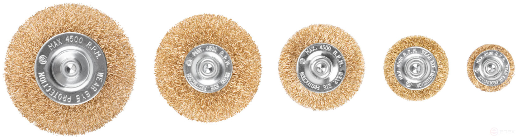 Набор щеток для дрели, 5 шт. ("Плоские" 25,38,50,65,75 мм, латун. витая проволока, блистер, CUTOP Profi)
