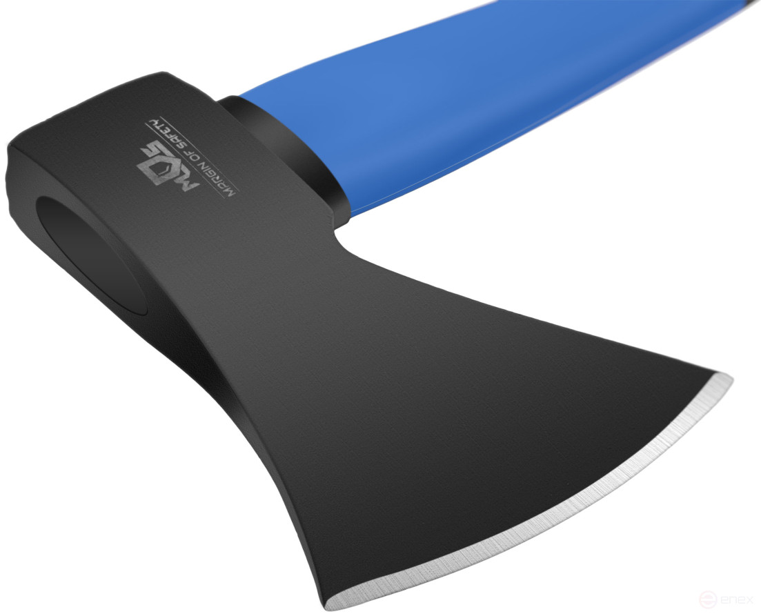 The axe is forged steel, reinforced fiberglass handle 800 gr.
