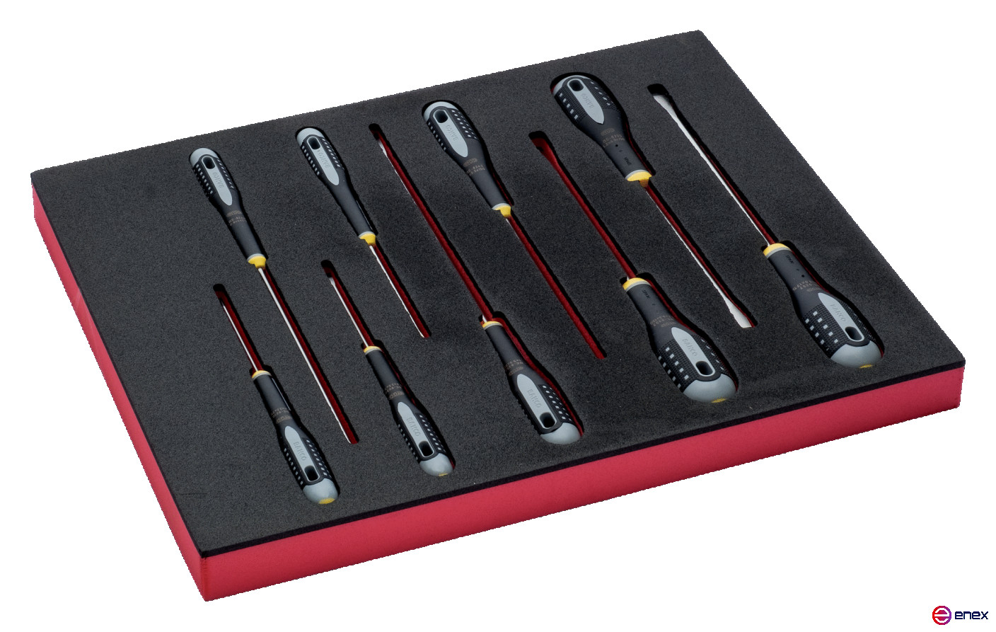 Fit&Go Set of slotted screwdrivers in a bed, 9 pcs