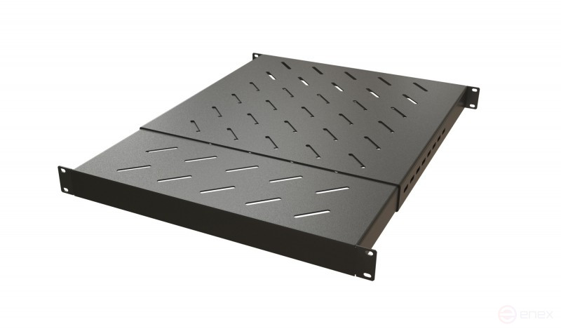 TSD3M-1U-405/700-RAL9005 Shelf with 19" mounting, sliding, 1U, with adjustable installation depth from 405 mm to 700 mm, load up to 180 kg, for installation in cabinets with a depth of 600-800 mm, color black