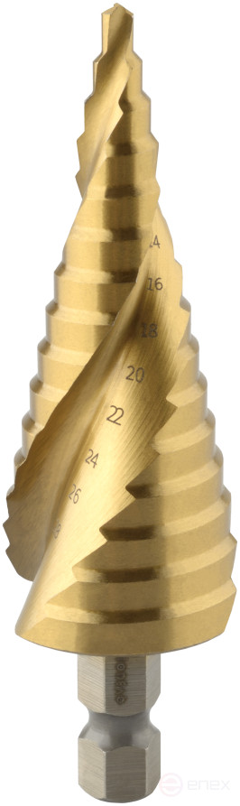 Сверло ступенчатое спиральное 4.0-32.0 мм (15 ступ., хвостовик HEX3/8") АвтоDело 45732
