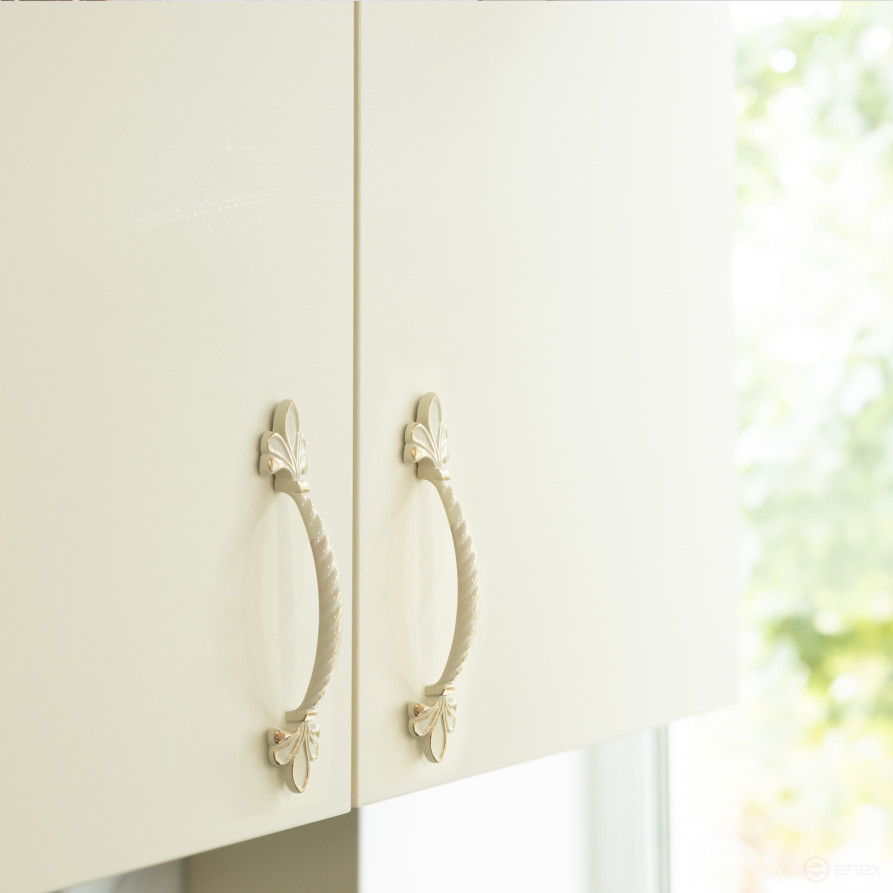 Handle meb. bracket met. MILK 128 silver white, AKS