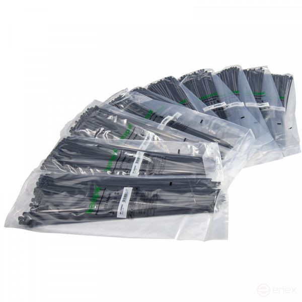 Стяжка кабельная, цвет чёрный, устойчивая к воздействию УФ-лучей 371x4,8 мм (упак. 1000 шт.)