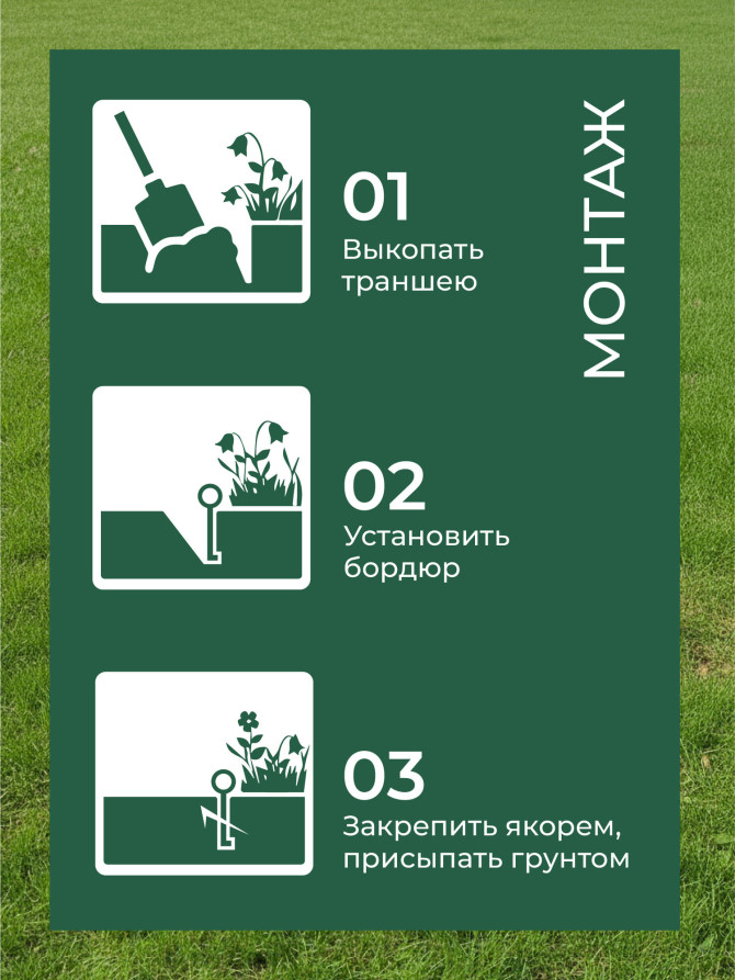 Бордюр садовый ДЕКО 10м зелёный