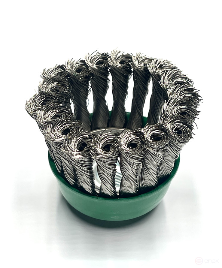 Brush cup harness, D65 mm, 18 harnesses, stainless steel straight wire ROH 0.35 mm, fit M14