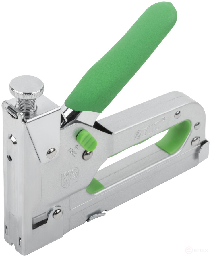 5-in-1 stapler for wide staples "type 140", "type 53F", "type 28", "type 300", "type 500", 4-14 mm, impact force adjustment, built-in lock