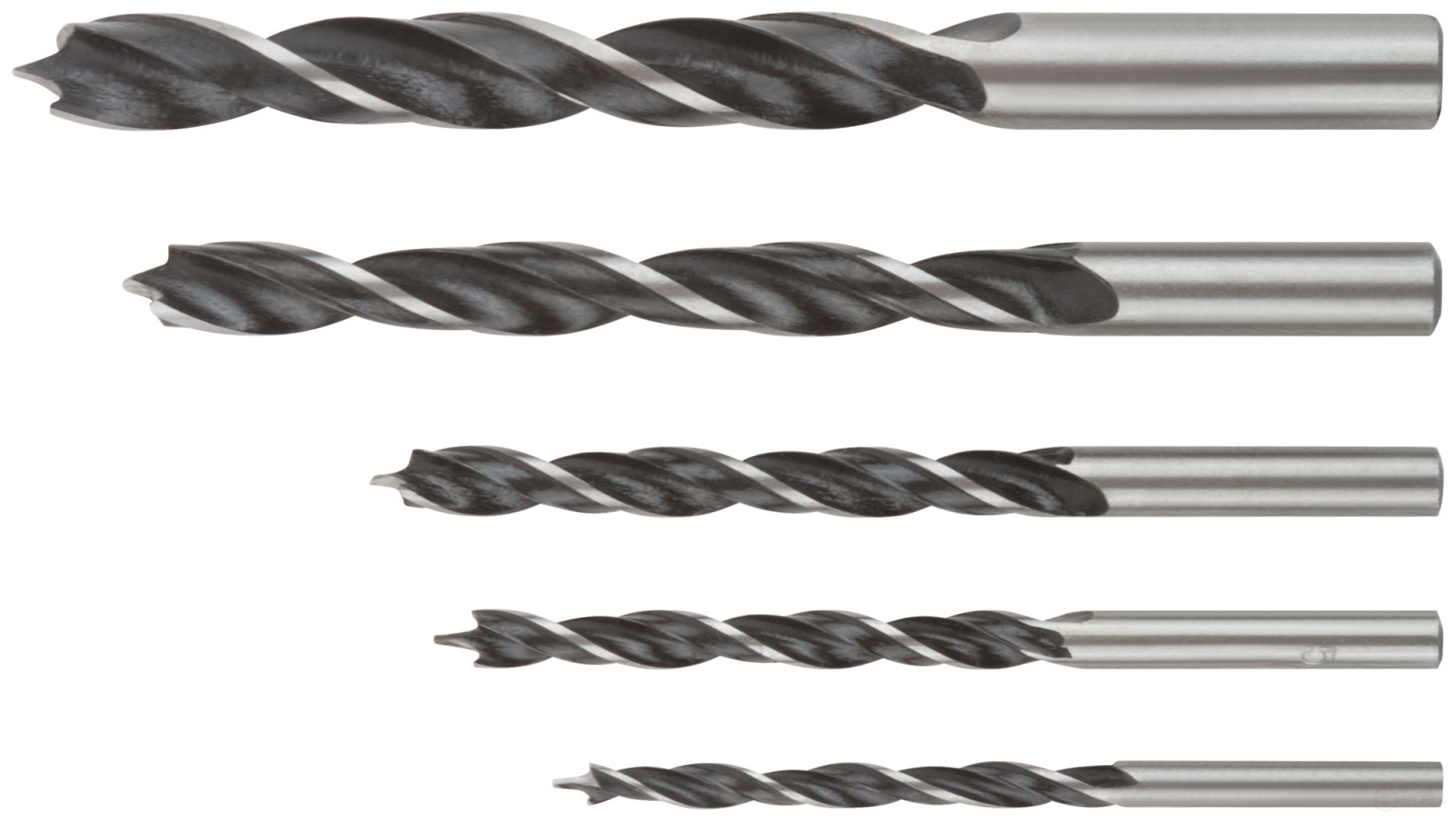 Set of wood drills, plastic box, 5 pcs.(4-5-6-8-10 mm)