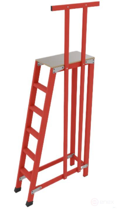 СВП-1,5-П стеклопластиковая с вертикальными опорами подмость h=1500мм, поручень, 5 ступеней, разборная, площадка 1000х600мм