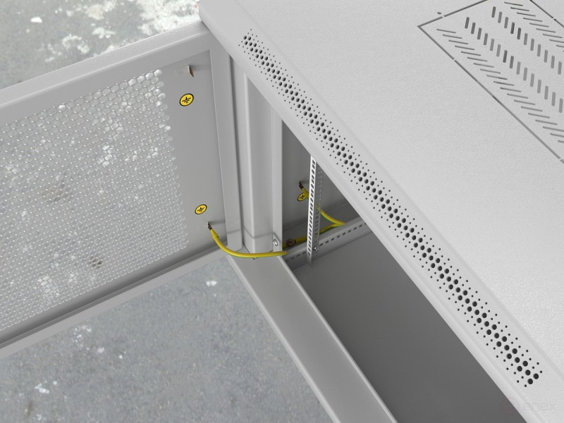 TWL-1266-SD-RAL7035 Wall cabinet 19-inch (19"), 12U, 650x600x600mm, metal perforated door, non-removable walls, 1 pair of profiles, color gray (RAL 7035) (assembled)