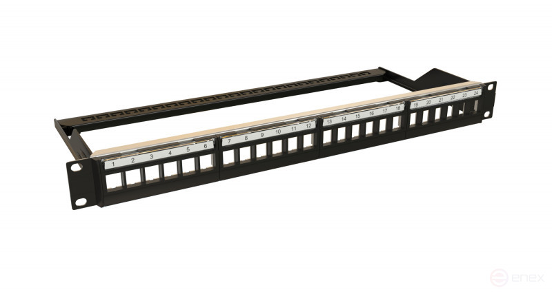 PPBL6-19-24- RM Modular patch panel 19", 24 ports, 4 removable panels of 6 modules, 1U, for unshielded modules, with rear cable organizer (without modules)