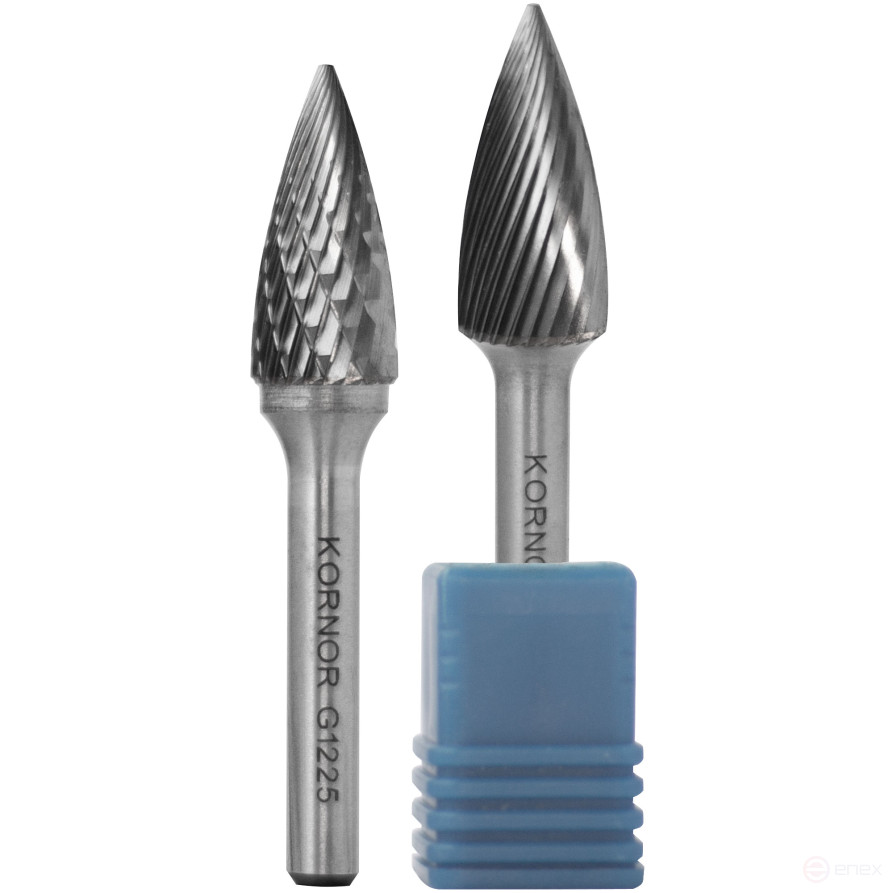 Борфреза KORNOR гиперболическая с точечным торцом 3х13 мм,по алюминию