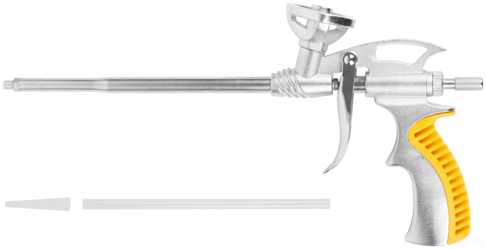 Mounting foam gun, all-metal, rubberized handle