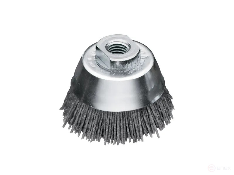 Corrugated cup brush, D65 mm, M14 fit, nylon abrasive SIC K 80/1,2 mm
