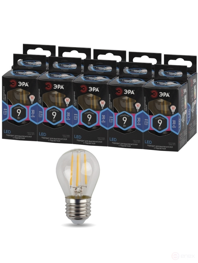 LED lamp ERA F-LED P45-9W-840-E27 9W Filament Ball Neutral White Light E27