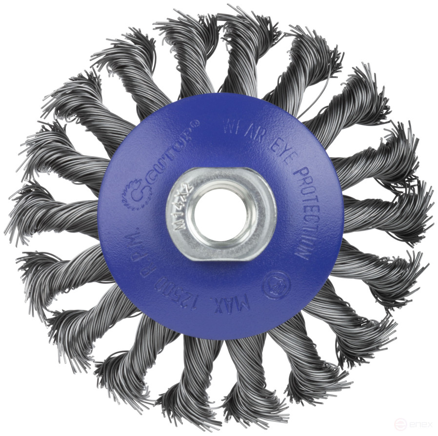 Щетка для УШМ, М14, тип "Тарелка", крученая проволока 0,5 мм, 100 мм, блистер, CUTOP Profi