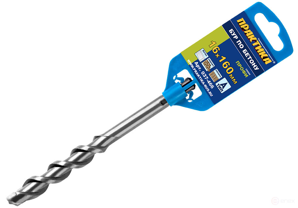 Бур SDS-plus ПРАКТИКА 16 х 100/160 мм серия "Профи" по бетону (037-466)