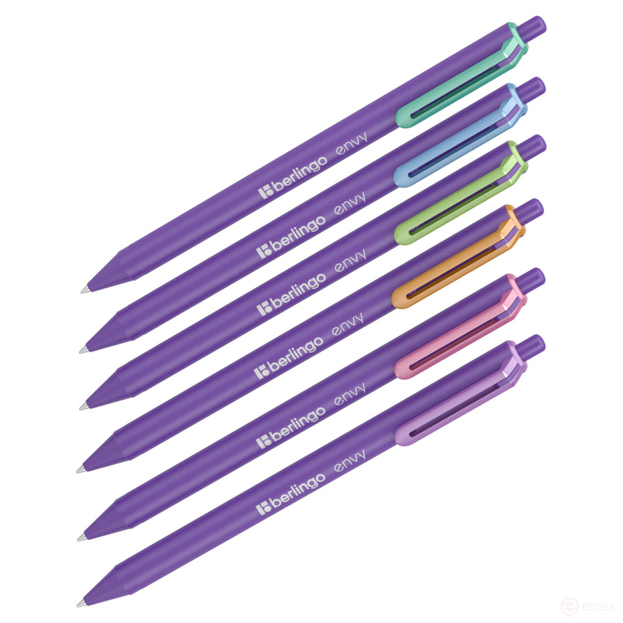 Ручка шариковая автоматическая Berlingo "Envy" синяя, 0,7 мм, корпус ассорти