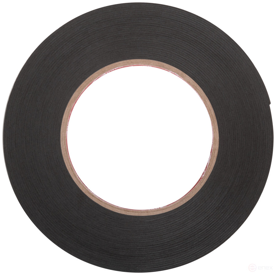 Foam-based adhesive mounting tape, black 12 mm x 10 m