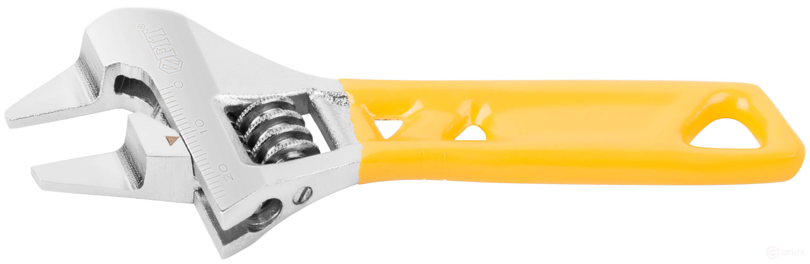 Adjustable wrench "Ultra", CrV, shortened, ground. narrow lips, scale, extra magnification.Grip 120mm (24mm)