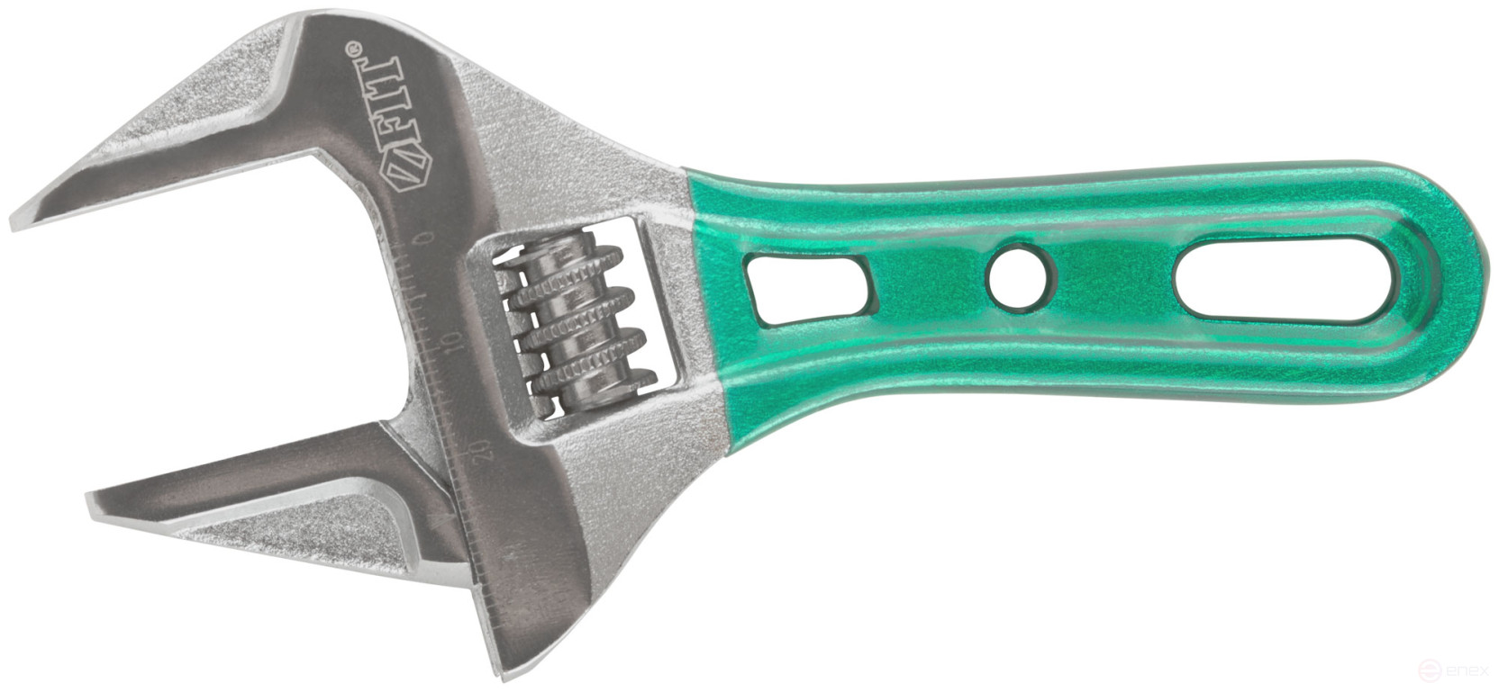 Adjustable "Smart" wrench, CrV, shortened, narrow jaws, scale, extra magnification.Grip 135mm (36mm)