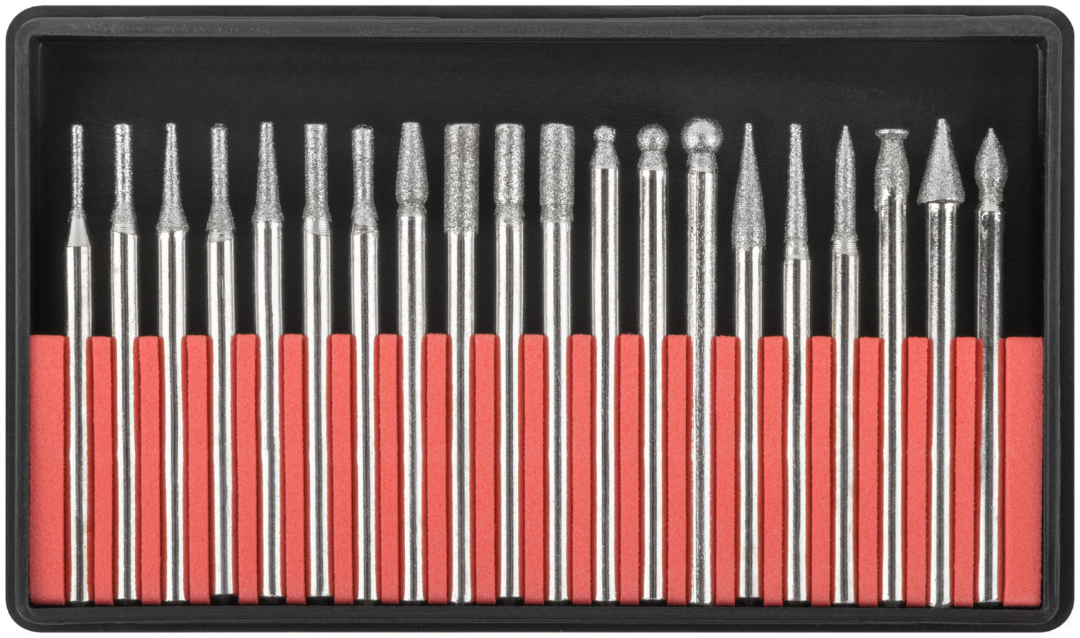 Шарошки, усиленная сталь с алмазным напылением, штифт диам. 3 мм, 20 шт.