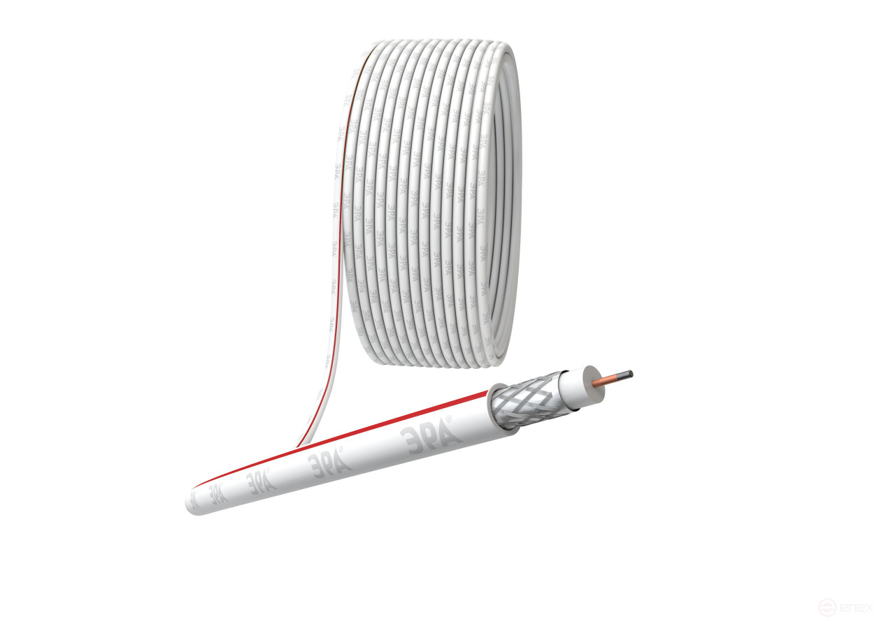 SL-M-75-PVC100 ERA Coaxial Cable SAT 50 M,75 Ohms, CCS/(75% Al braid), PVC, color white, 100 m coil, SIMPLE (