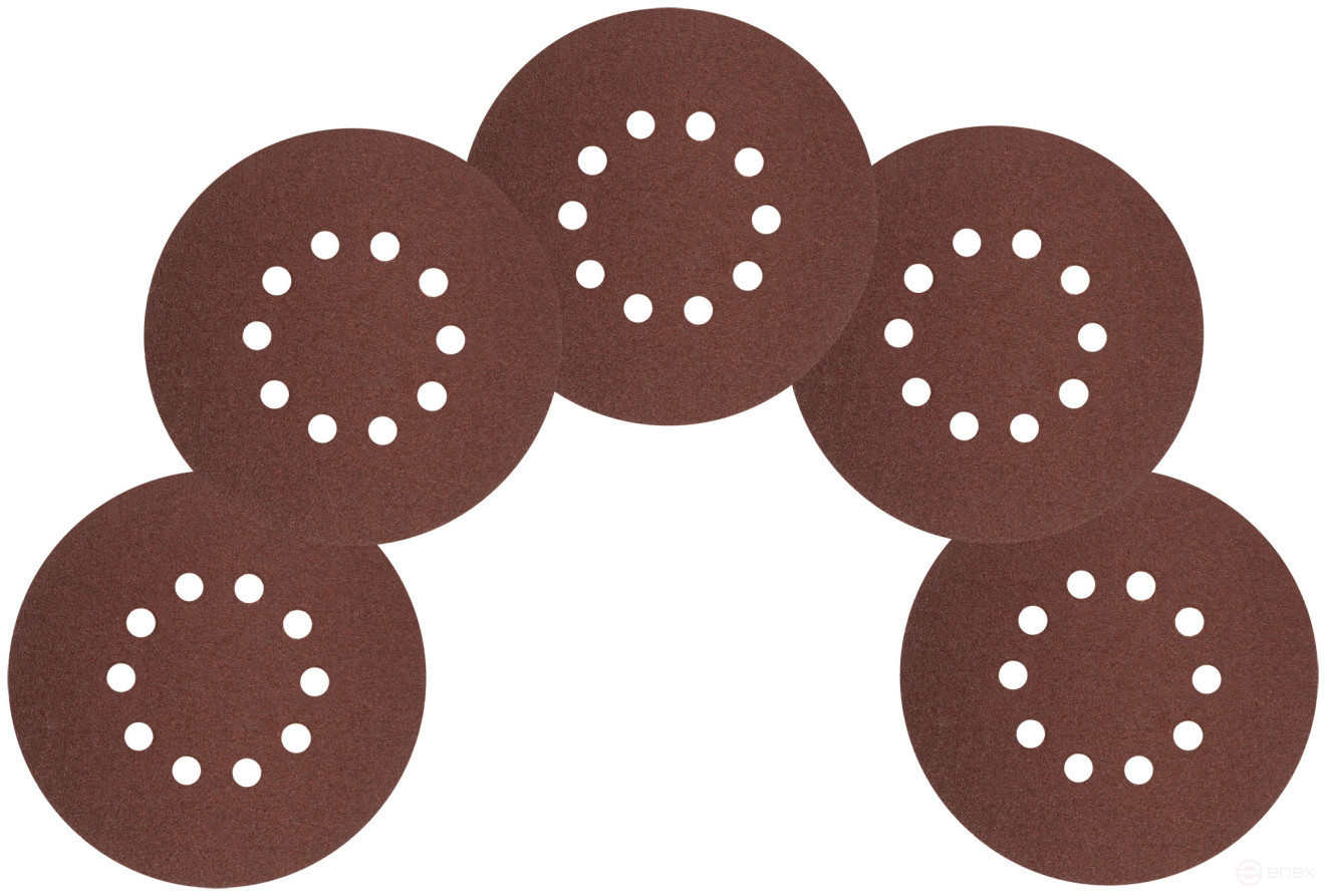 Круги шлифовальные с отверстиями (липучка), алюминий-оксидные, 225 мм, 5 шт. Р 40