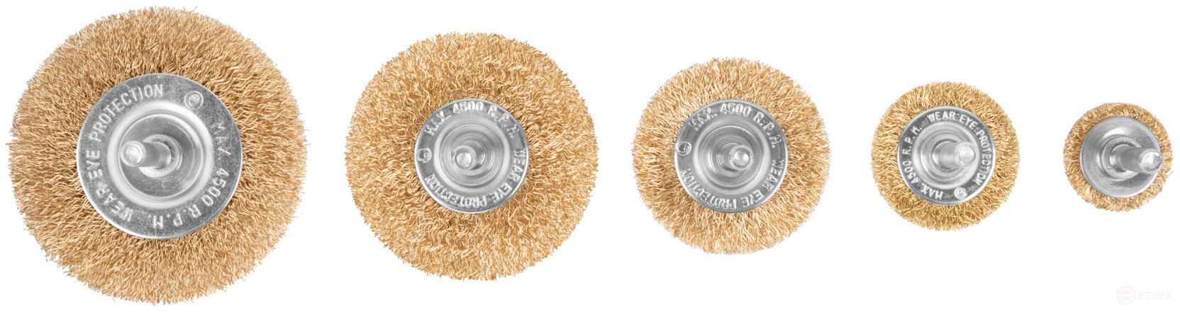 Набор щеток для дрели, 5 шт. ("Плоские" 25,38,50,65,75 мм, латун. витая проволока, блистер, CUTOP Profi)